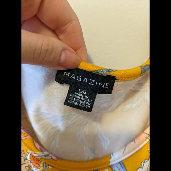 Womens Yellow Cottagecore Maxi Dress White Floral Sleeveless Summer Bodycon Sz L - Picture 7 of 9